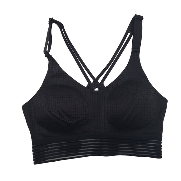 Victoria's‎ Secret Racerback Sports Bra 32C Black Mesh Band Lightly Padded - Picture 1 of 8